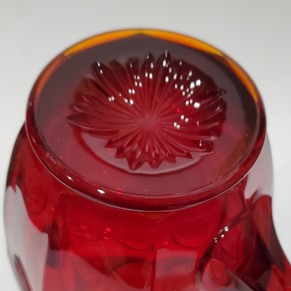 32oz Fostoria "Coin Glass Ruby" Red Heavy Thick Pitcher - Picture 7 of 16